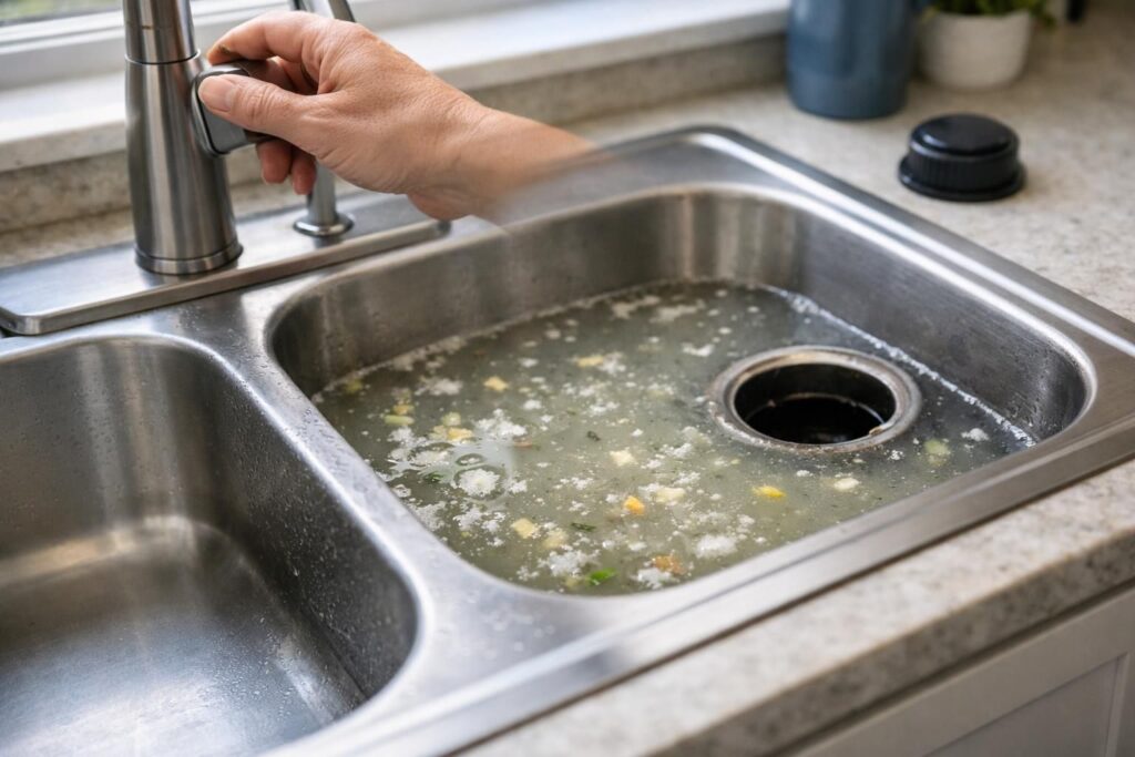 Garbage disposal backing up into sink featured article image